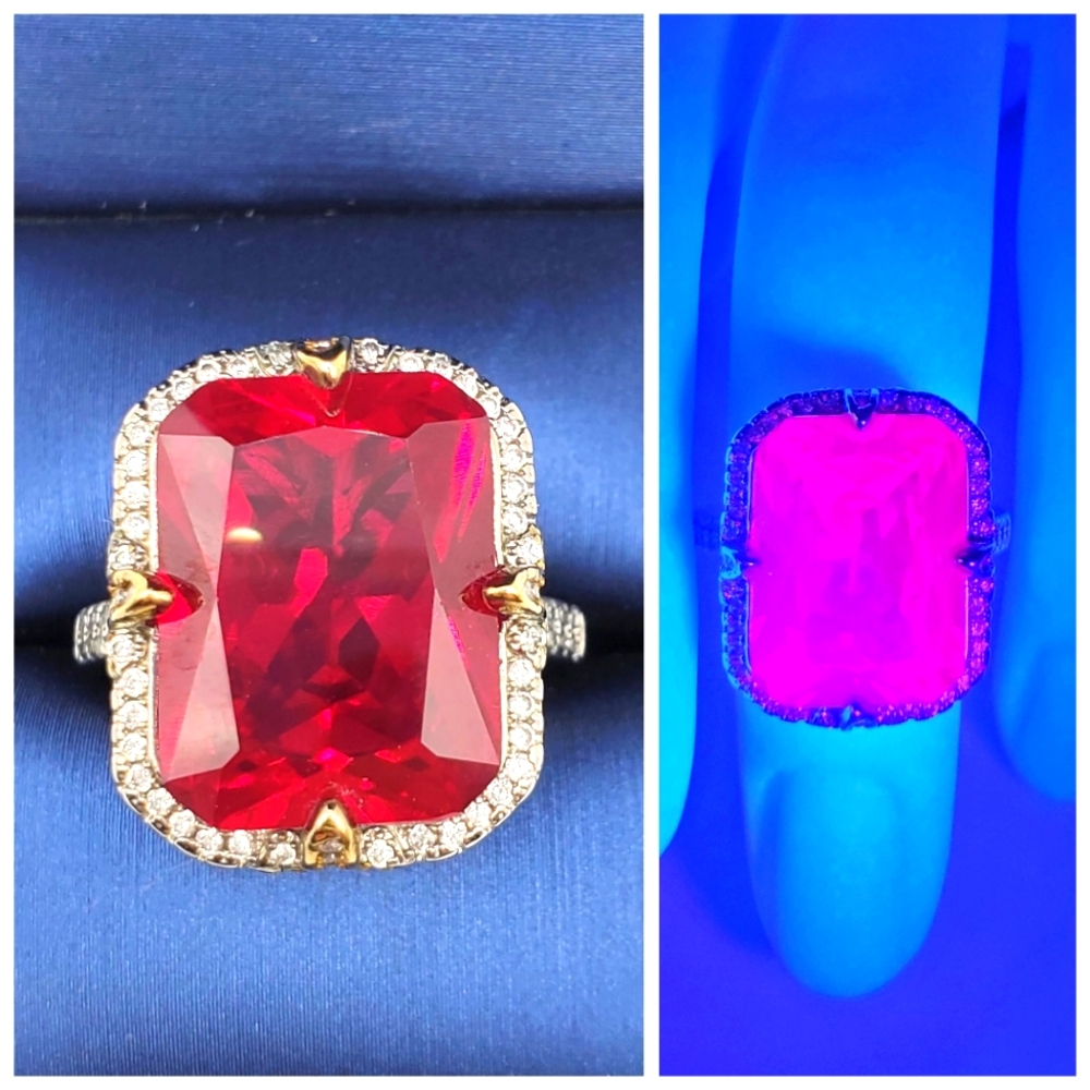 15CTW+ High Quality Radiant Cut Lab Ruby High Quality Czs 925 Ring